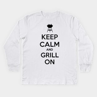 Keep calm and grill on Kids Long Sleeve T-Shirt